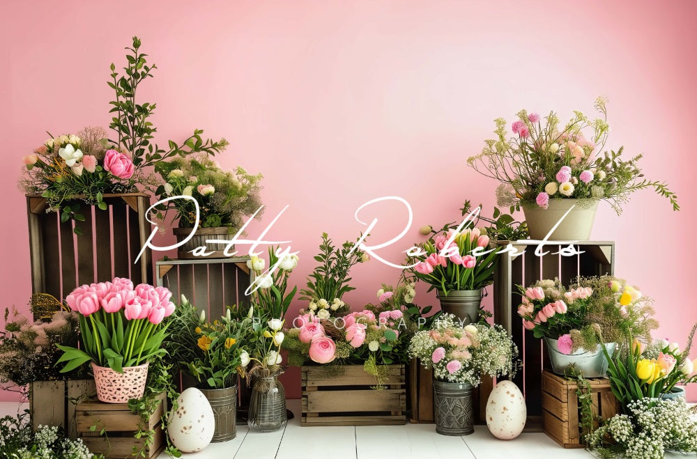 Kate Rose Printemps Fleurs Pâques Toile de fond conçue par Patty Robert - Kate Backdrop FR