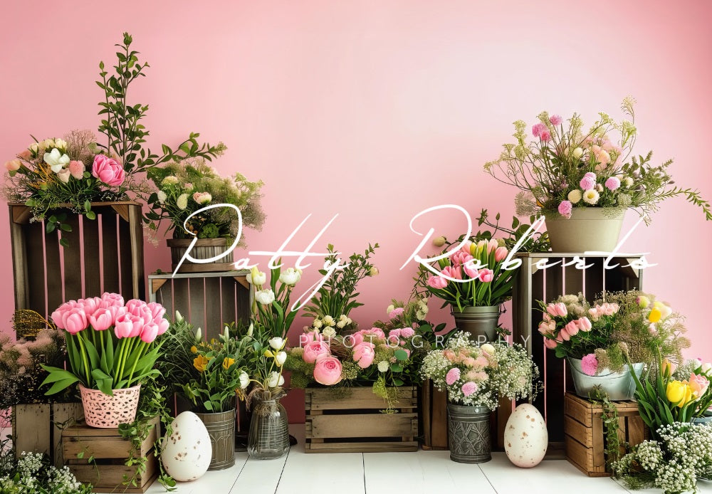 Kate Rose Printemps Fleurs Pâques Toile de fond conçue par Patty Robert - Kate Backdrop FR