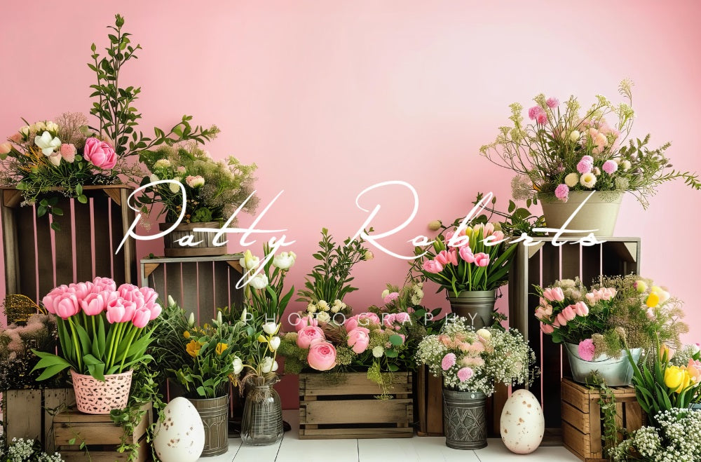 Kate Rose Printemps Fleurs Pâques Toile de fond conçue par Patty Robert - Kate Backdrop FR