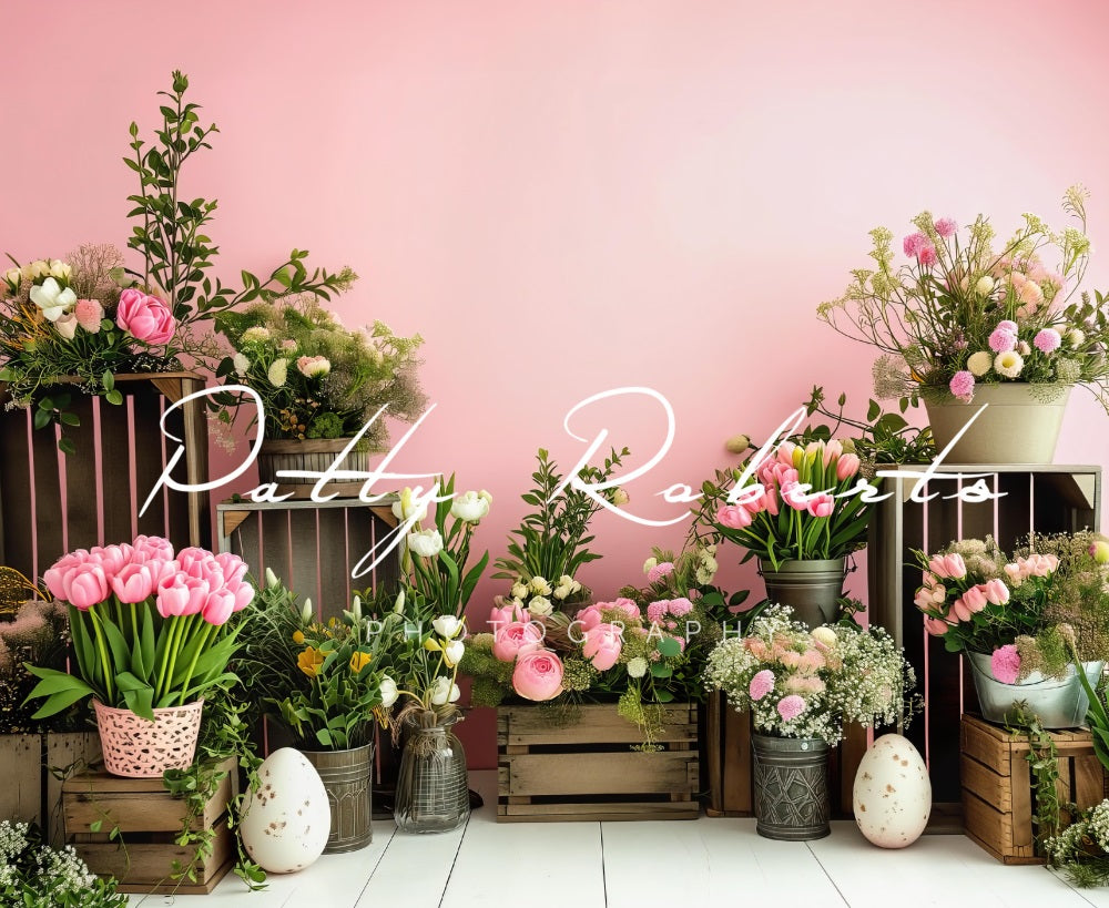 Kate Rose Printemps Fleurs Pâques Toile de fond conçue par Patty Robert - Kate Backdrop FR