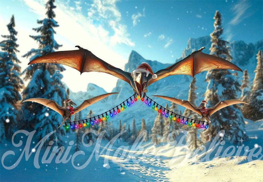 Kate Dinosaure Ptéranodon Noël Toile de fond conçue par Mini MakeBelieve - Kate Backdrop FR