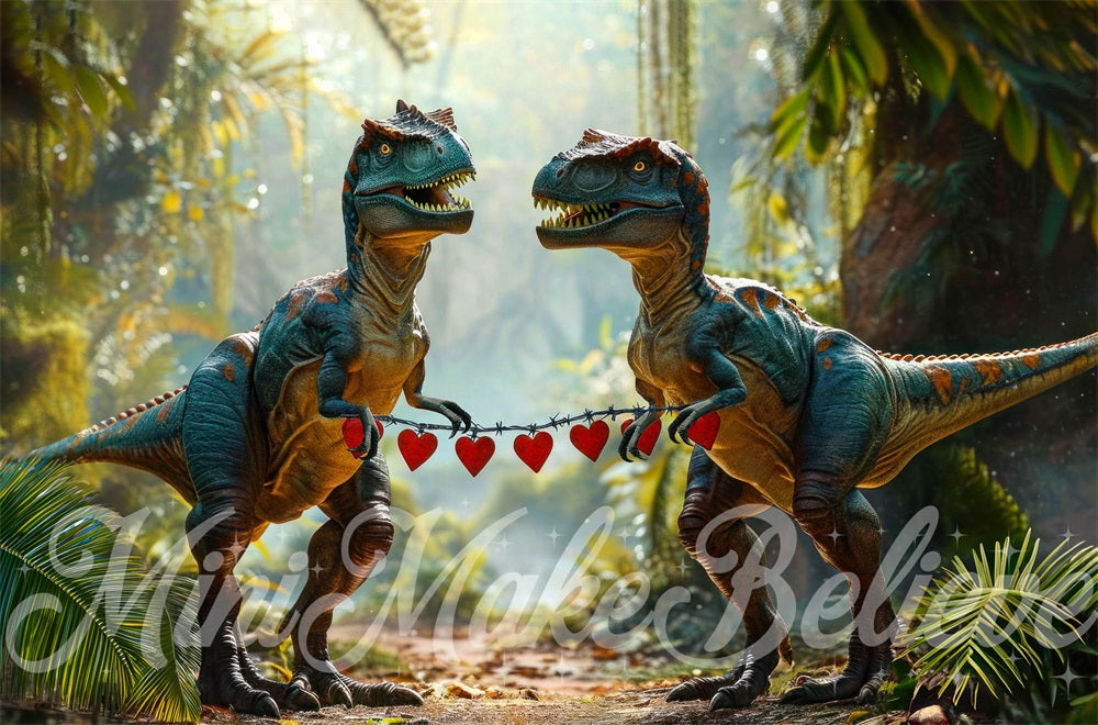 Kate Dinosaure Vélociraptor Saint-Valentin Toile de fond conçue par Mini MakeBelieve - Kate Backdrop FR