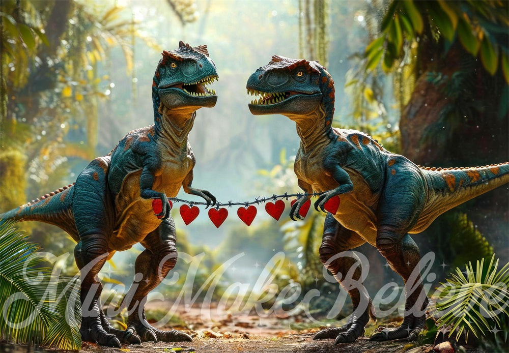 Kate Dinosaure Vélociraptor Saint-Valentin Toile de fond conçue par Mini MakeBelieve - Kate Backdrop FR