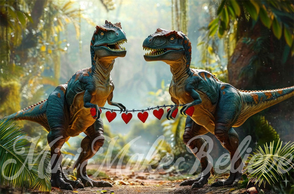 Kate Dinosaure Vélociraptor Saint-Valentin Toile de fond conçue par Mini MakeBelieve - Kate Backdrop FR
