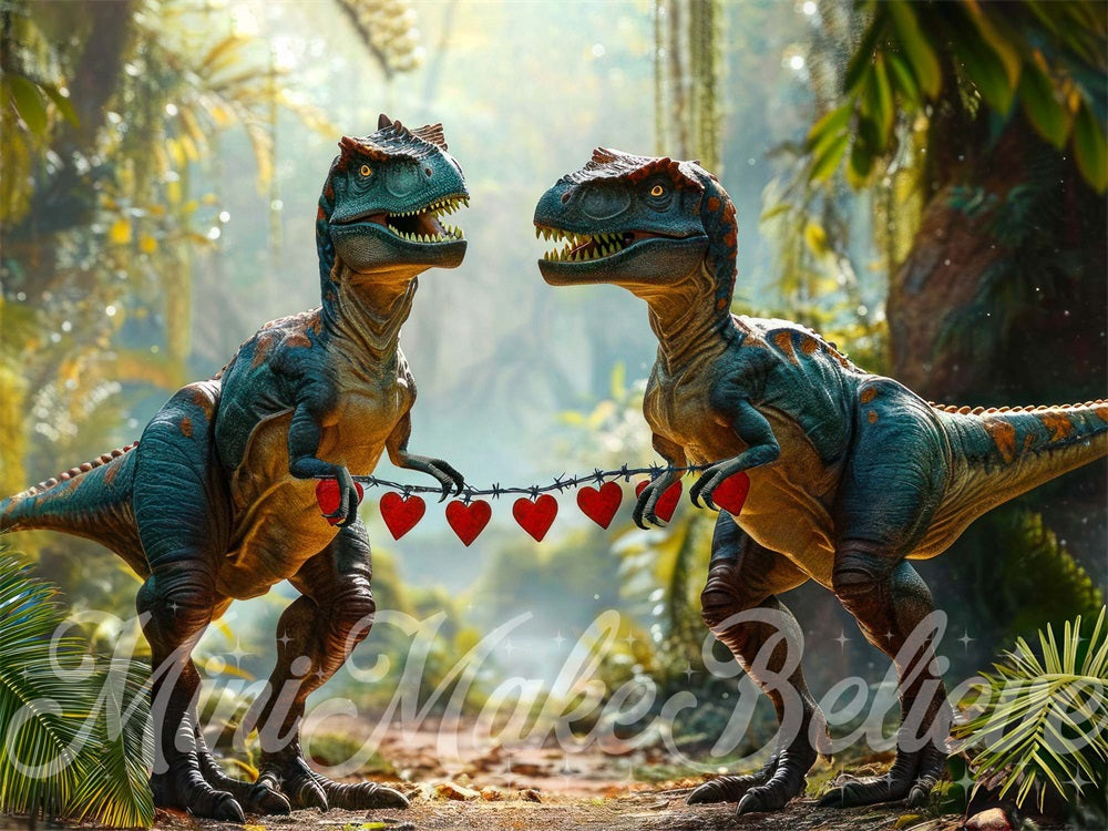 Kate Dinosaure Vélociraptor Saint-Valentin Toile de fond conçue par Mini MakeBelieve - Kate Backdrop FR