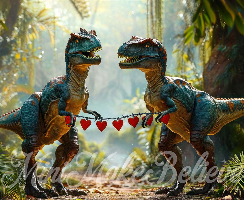 Kate Dinosaure Vélociraptor Saint-Valentin Toile de fond conçue par Mini MakeBelieve - Kate Backdrop FR