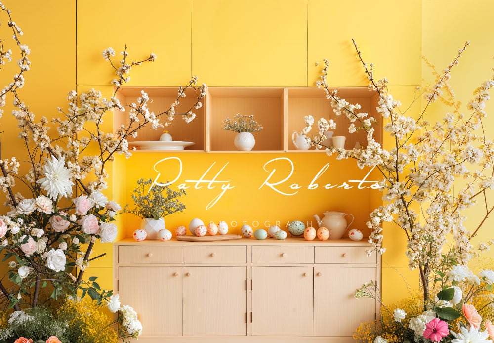 Kate Jaune Pâques Cuisine Fleurs Toile de fond conçue par Patty Robert