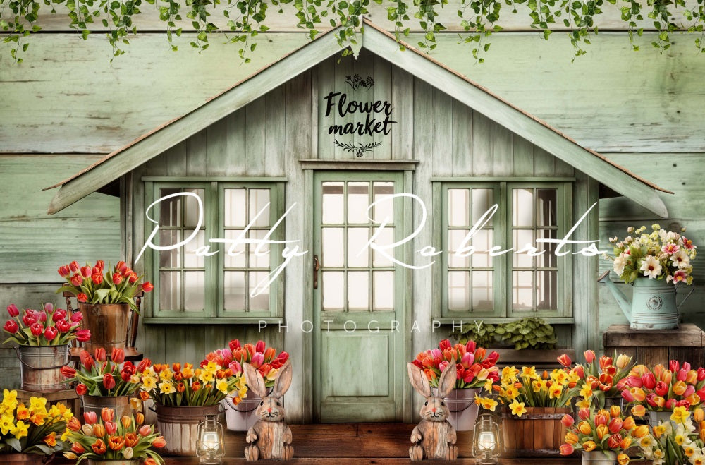 Kate Pâques Marché aux fleurs Vert Toile de fond conçue par Patty Robert - Kate Backdrop FR