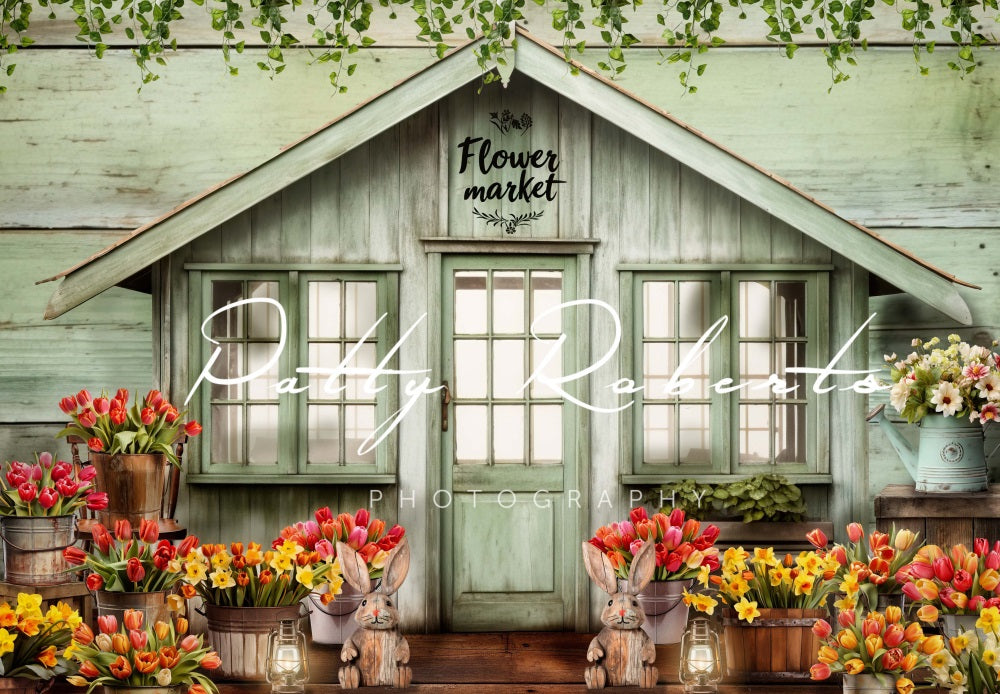 Kate Pâques Marché aux fleurs Vert Toile de fond conçue par Patty Robert - Kate Backdrop FR
