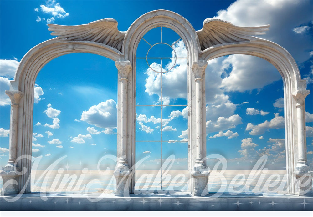 Kate Porte du Paradis Ciel bleu Nuages Toile de fond conçue par Mini MakeBelieve - Kate Backdrop FR