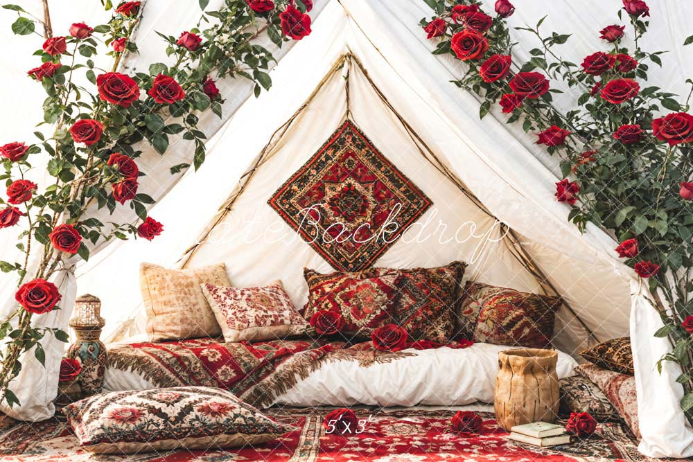 Kate Saint-Valentin Roses Lit Confortable Toile de fond conçue par Emetselch - Kate Backdrop FR