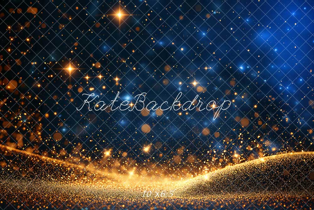 Kate Terre Ciel étoilé Bokeh Bleu & Doré Toile de fond conçue par Chain Photographie - Kate Backdrop FR