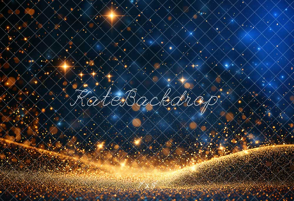 Kate Terre Ciel étoilé Bokeh Bleu & Doré Toile de fond conçue par Chain Photographie - Kate Backdrop FR