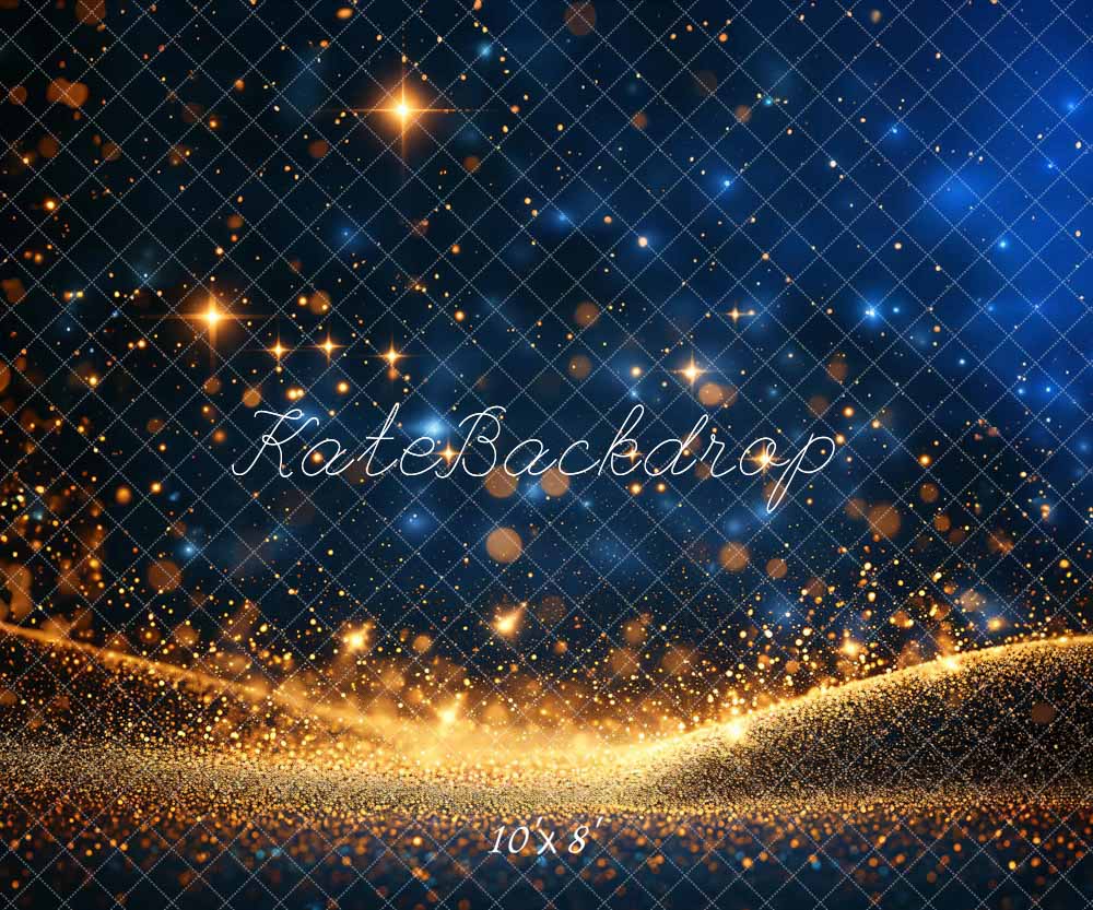 Kate Terre Ciel étoilé Bokeh Bleu & Doré Toile de fond conçue par Chain Photographie - Kate Backdrop FR