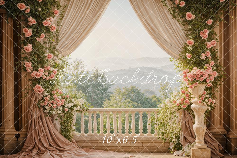 Kate Printemps Fleurs Rideau Balcon Mariage Toile de fond conçue par Emetselch - Kate Backdrop FR