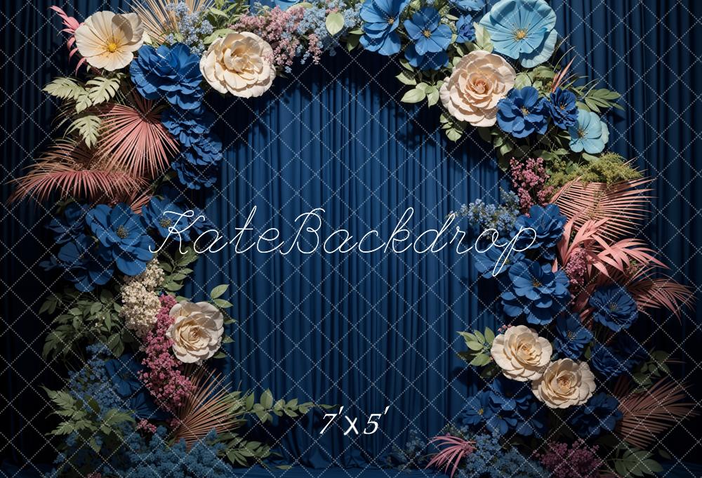 Kate Artistique Bleu Fleur Rideau Toile de fond conçue par Emetselch - Kate Backdrop FR