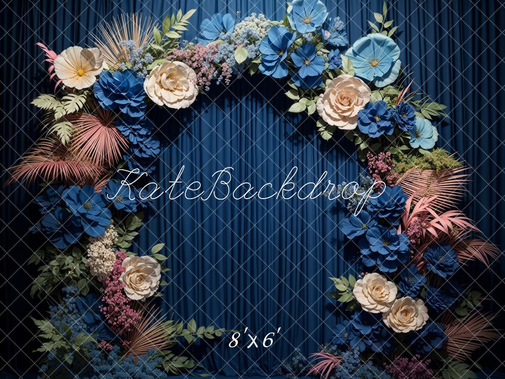 Kate Artistique Bleu Fleur Rideau Toile de fond conçue par Emetselch - Kate Backdrop FR