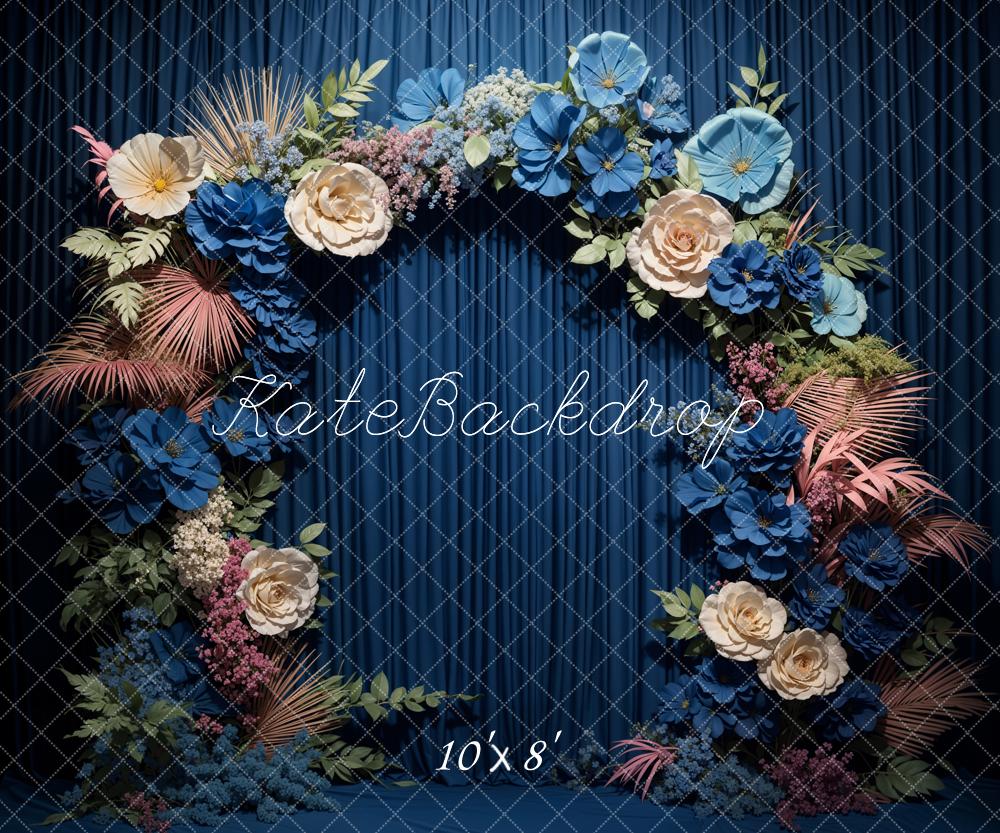 Kate Artistique Bleu Fleur Rideau Toile de fond conçue par Emetselch - Kate Backdrop FR