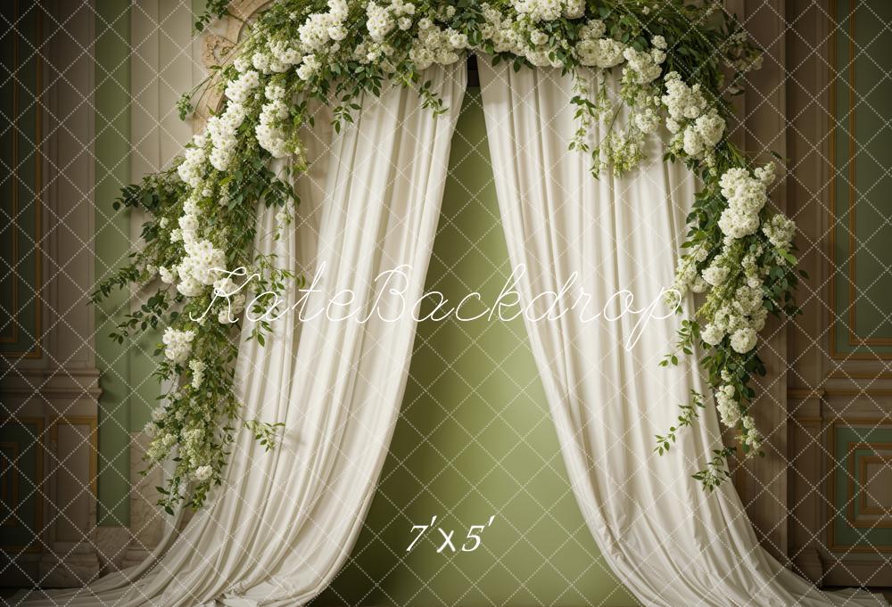 Kate Printemps Fleurs Rideau Mur vert Toile de fond conçue par Emetselch - Kate Backdrop FR