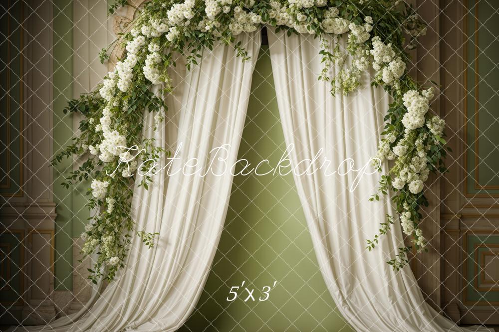 Kate Printemps Fleurs Rideau Mur vert Toile de fond conçue par Emetselch - Kate Backdrop FR
