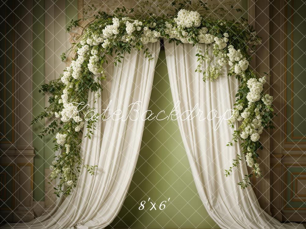 Kate Printemps Fleurs Rideau Mur vert Toile de fond conçue par Emetselch - Kate Backdrop FR