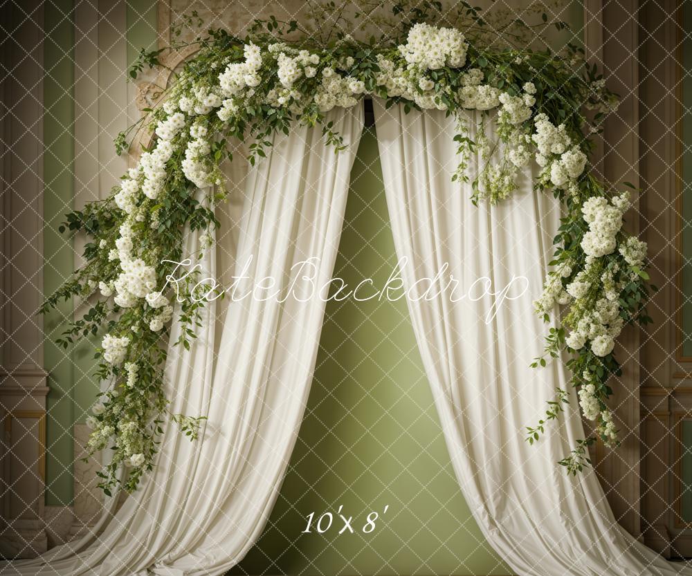 Kate Printemps Fleurs Rideau Mur vert Toile de fond conçue par Emetselch - Kate Backdrop FR
