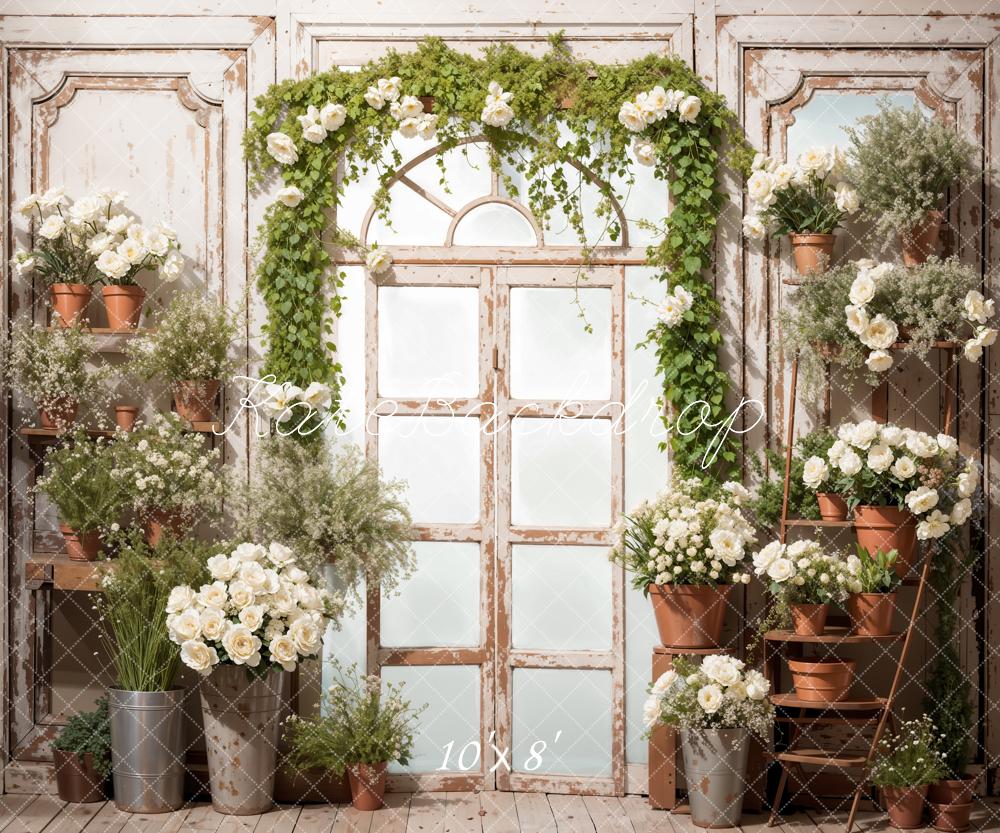 Kate Printemps Fleurs Plantes vertes Porte rétro Toile de fond conçue par Emetselch - Kate Backdrop FR