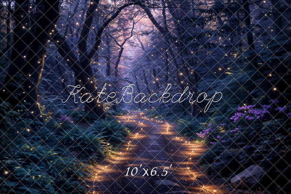 Kate Printemps Forêt Lumières Nuit Chemin Toile de fond conçue par Emetselch - Kate Backdrop FR