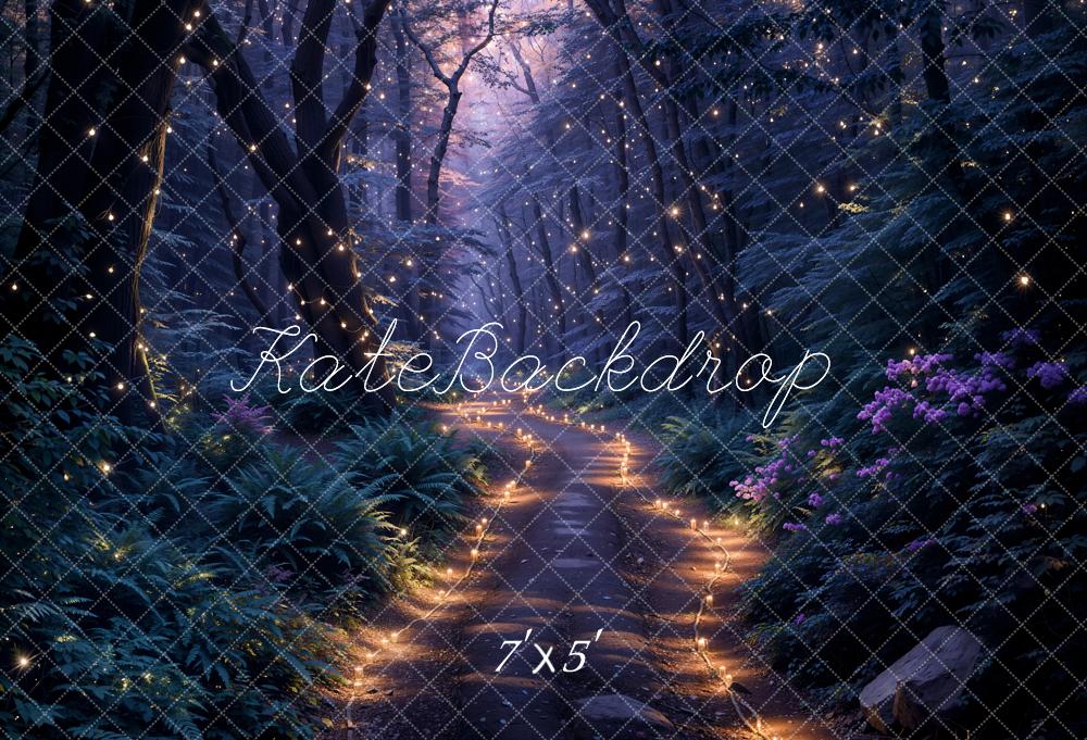 Kate Printemps Forêt Lumières Nuit Chemin Toile de fond conçue par Emetselch - Kate Backdrop FR