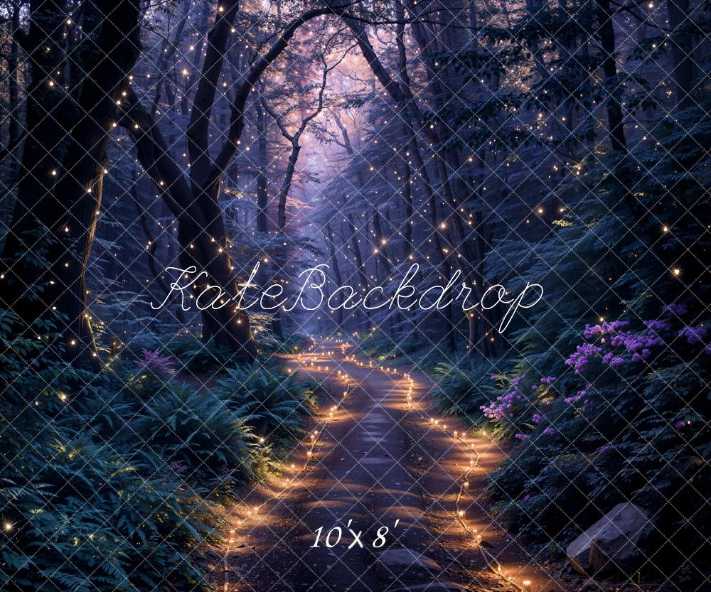 Kate Printemps Forêt Lumières Nuit Chemin Toile de fond conçue par Emetselch - Kate Backdrop FR