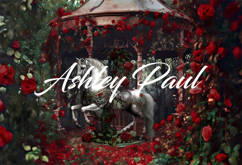 Kate Saint Valentin Rose rouge Paradis Troyen Toile de fond conçu par Ashley Paul - Kate Backdrop FR