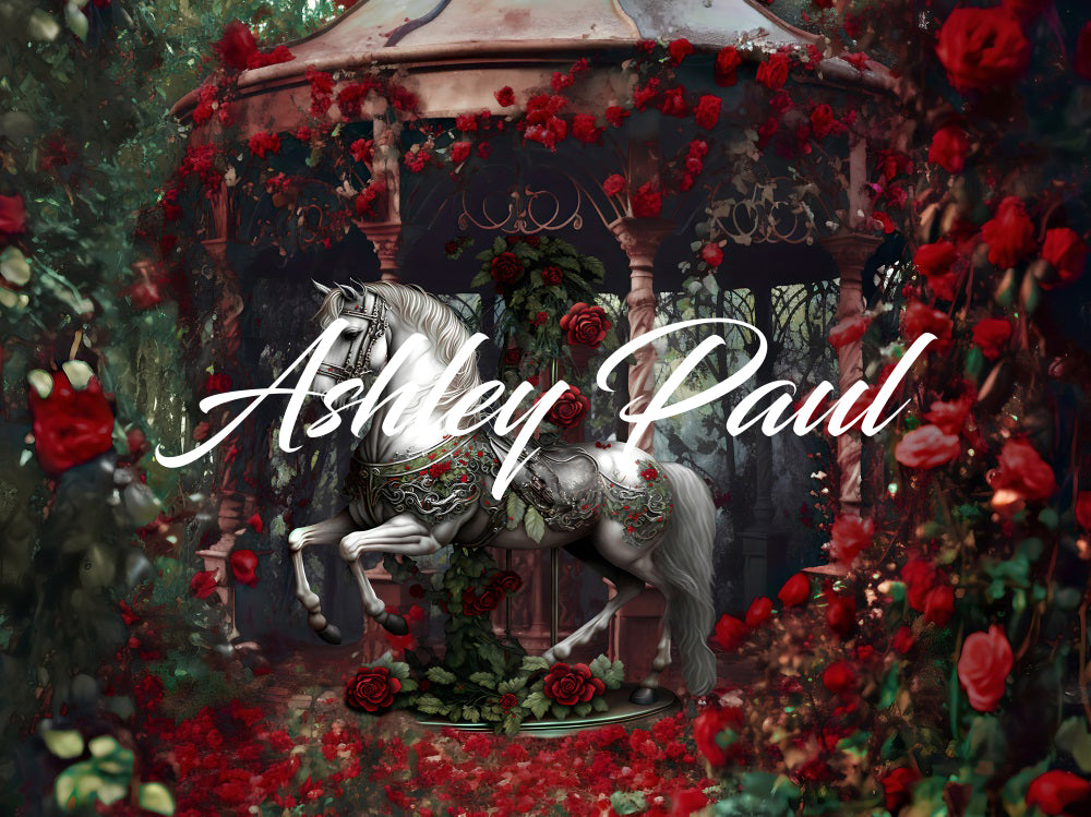 Kate Saint Valentin Rose rouge Paradis Troyen Toile de fond conçu par Ashley Paul - Kate Backdrop FR