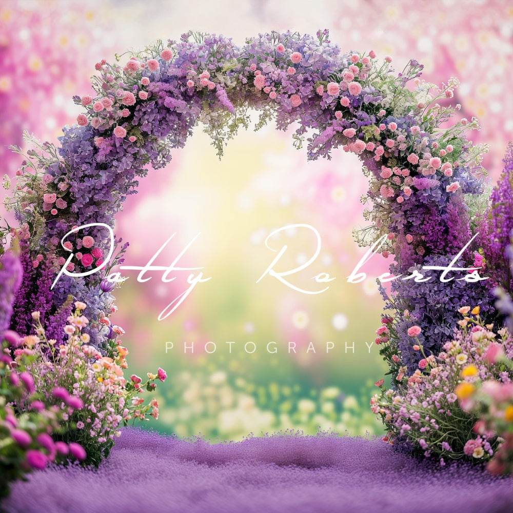 Kate Violet Printemps Arche de fleurs Toile de fond conçue par Patty Robert - Kate Backdrop FR