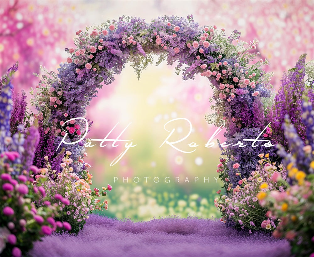 Kate Violet Printemps Arche de fleurs Toile de fond conçue par Patty Robert - Kate Backdrop FR