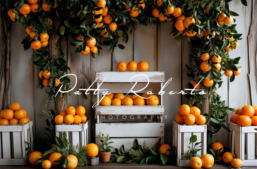 Kate Stand d'oranges Mur en bois Toile de fond conçue par Patty Robert - Kate Backdrop FR