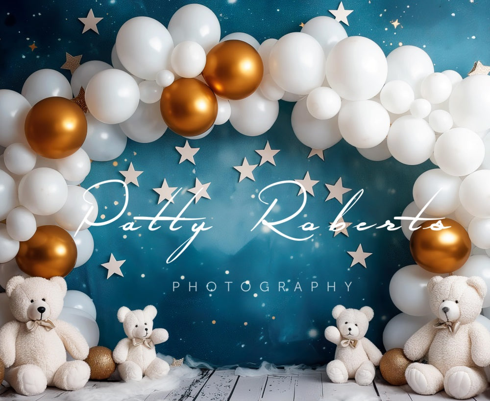 Kate Blanc Arche de Ballons Ours Toile de fond conçue par Patty Robert - Kate Backdrop FR