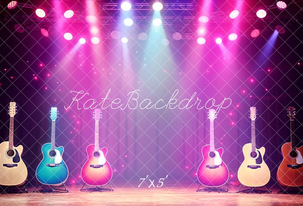 Kate Musique Guitare Lumière Scène Toile de fond conçue par Kate Image - Kate Backdrop FR