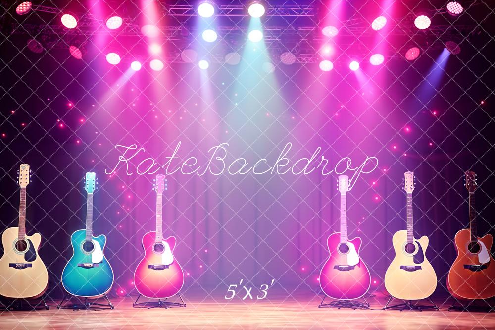 Kate Musique Guitare Lumière Scène Toile de fond conçue par Kate Image - Kate Backdrop FR