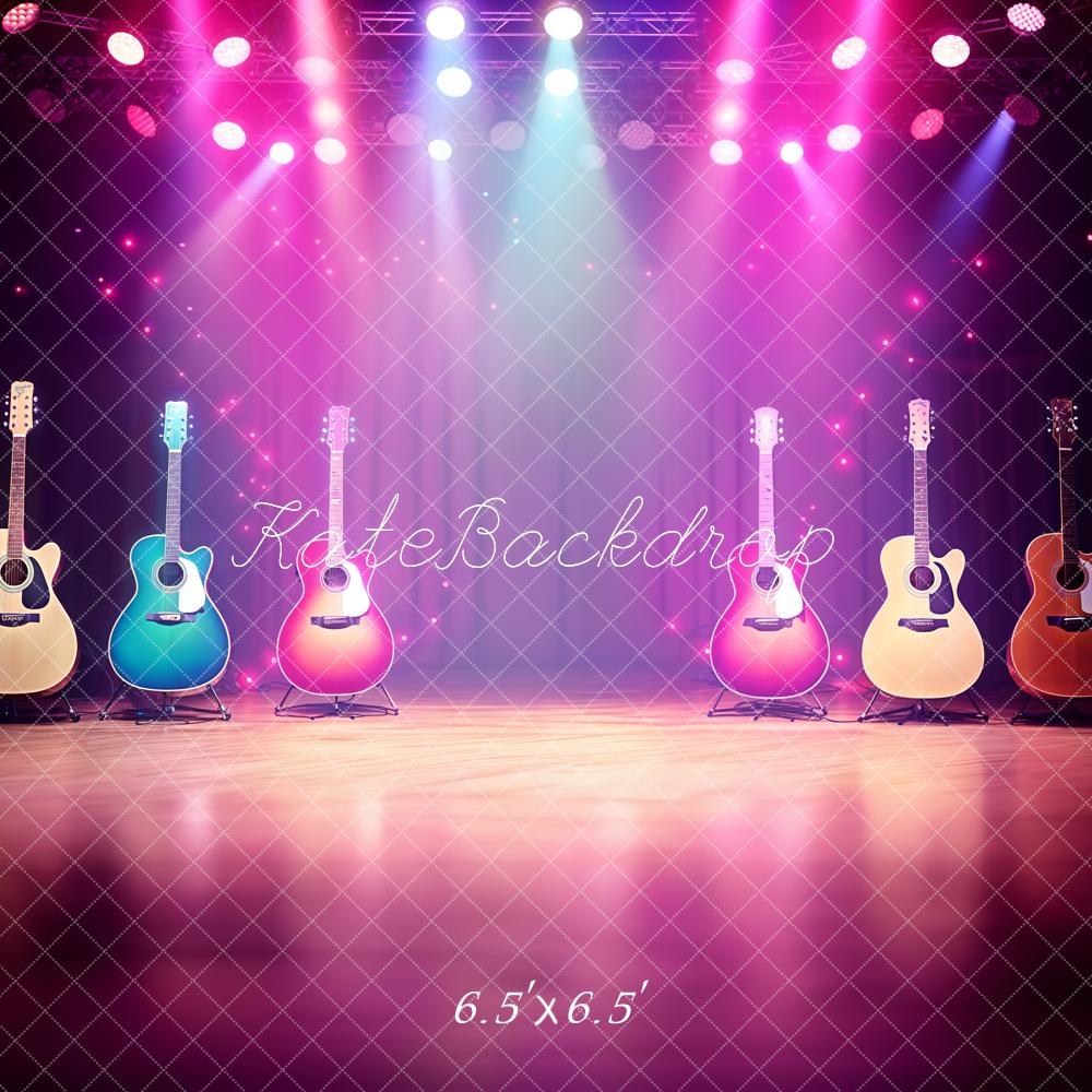 Kate Musique Guitare Lumière Scène Toile de fond conçue par Kate Image - Kate Backdrop FR