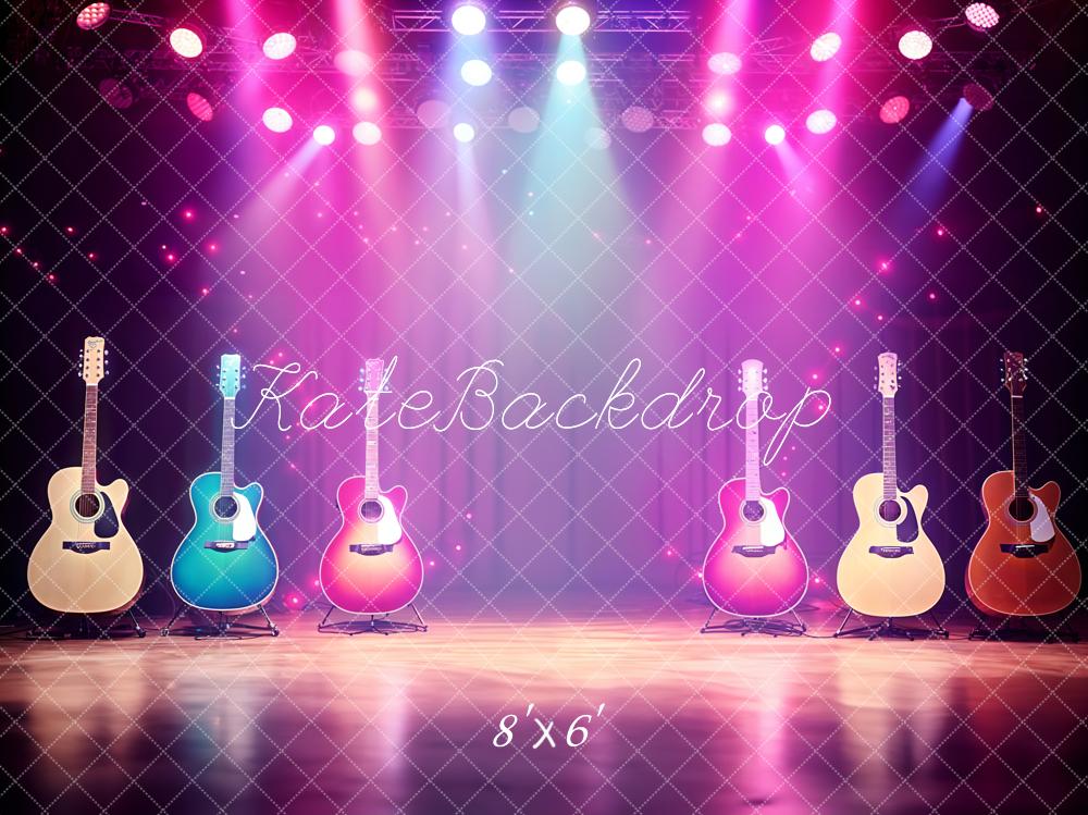 Kate Musique Guitare Lumière Scène Toile de fond conçue par Kate Image - Kate Backdrop FR