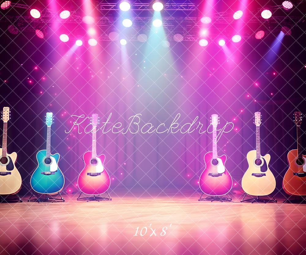 Kate Musique Guitare Lumière Scène Toile de fond conçue par Kate Image - Kate Backdrop FR
