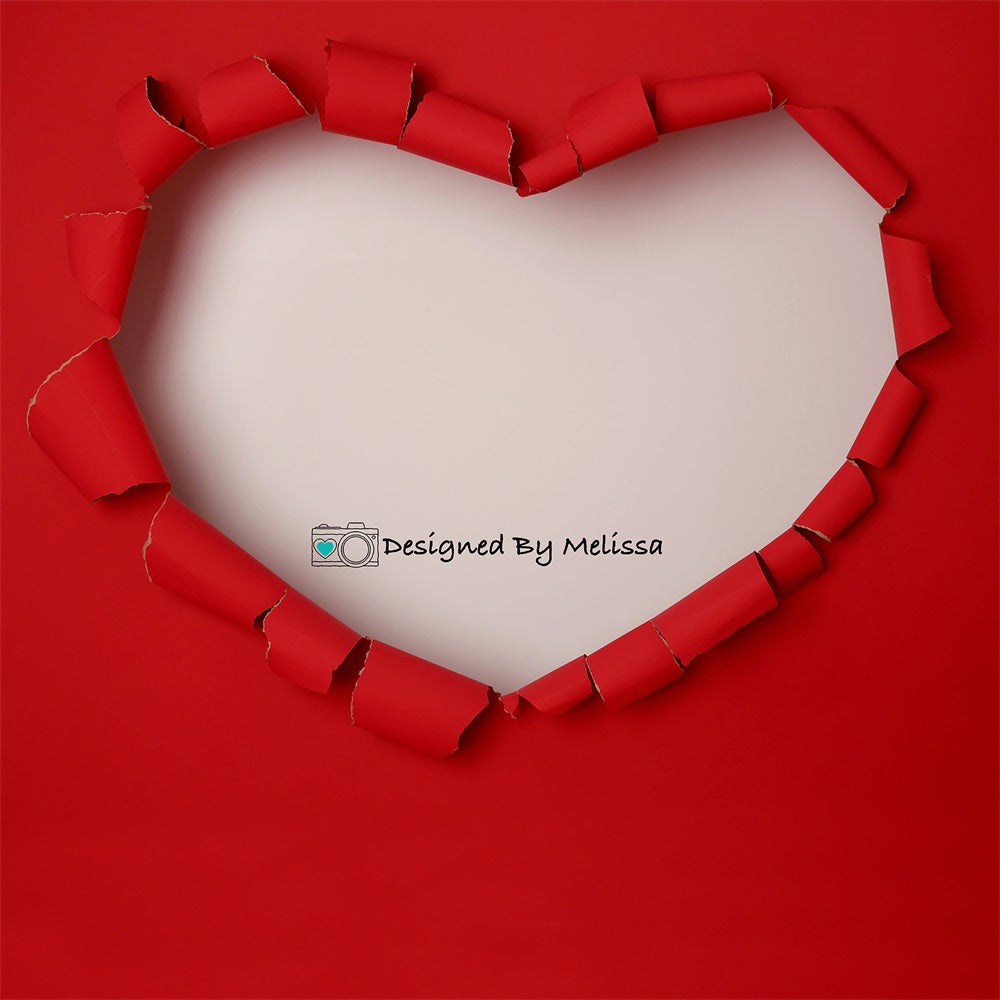 Kate Saint-Valentin Rouge Déchiré Cœur Toile de fond conçu par Melissa King - Kate Backdrop FR