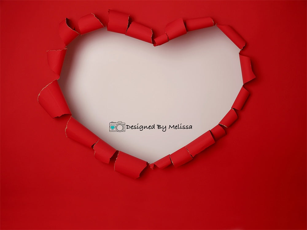 Kate Saint-Valentin Rouge Déchiré Cœur Toile de fond conçu par Melissa King - Kate Backdrop FR