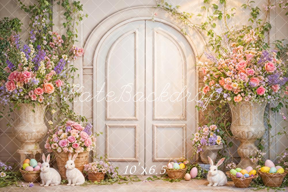 Kate Pâques Fleurs Lapin Porte en arc Toile de fond conçue par Emetselch - Kate Backdrop FR