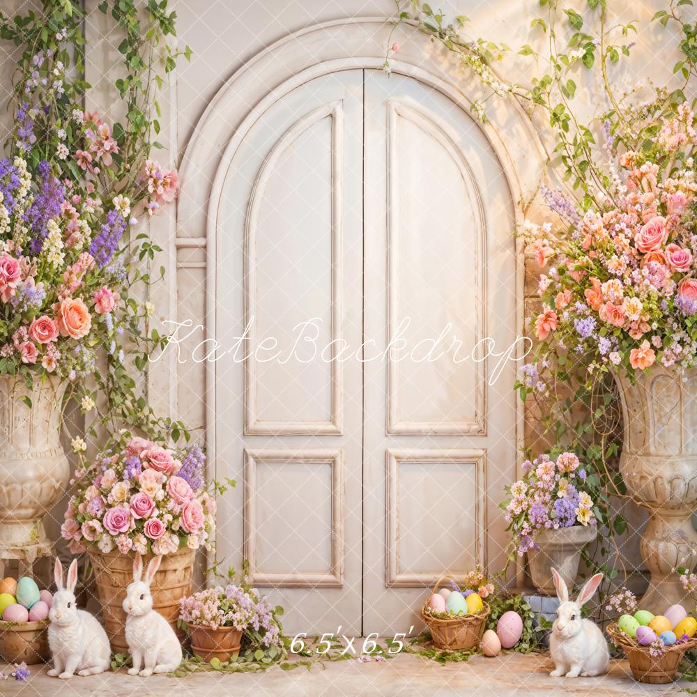 Kate Pâques Fleurs Lapin Porte en arc Toile de fond conçue par Emetselch - Kate Backdrop FR