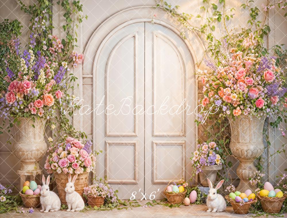 Kate Pâques Fleurs Lapin Porte en arc Toile de fond conçue par Emetselch - Kate Backdrop FR