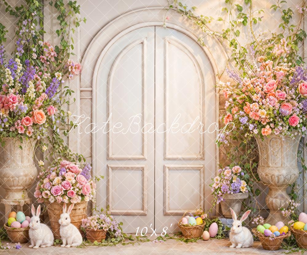 Kate Pâques Fleurs Lapin Porte en arc Toile de fond conçue par Emetselch - Kate Backdrop FR