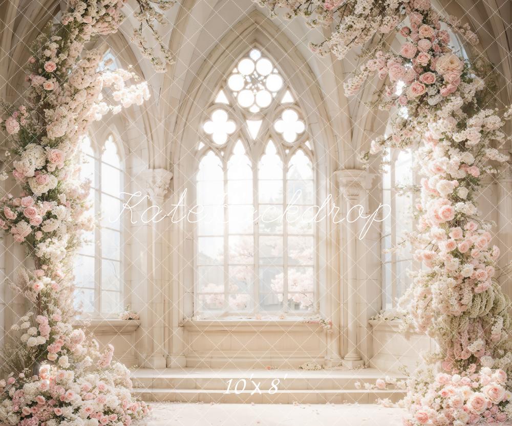Kate Printemps Blanc Fleurs Fenêtre Mariage Toile de fond conçue par Emetselch - Kate Backdrop FR