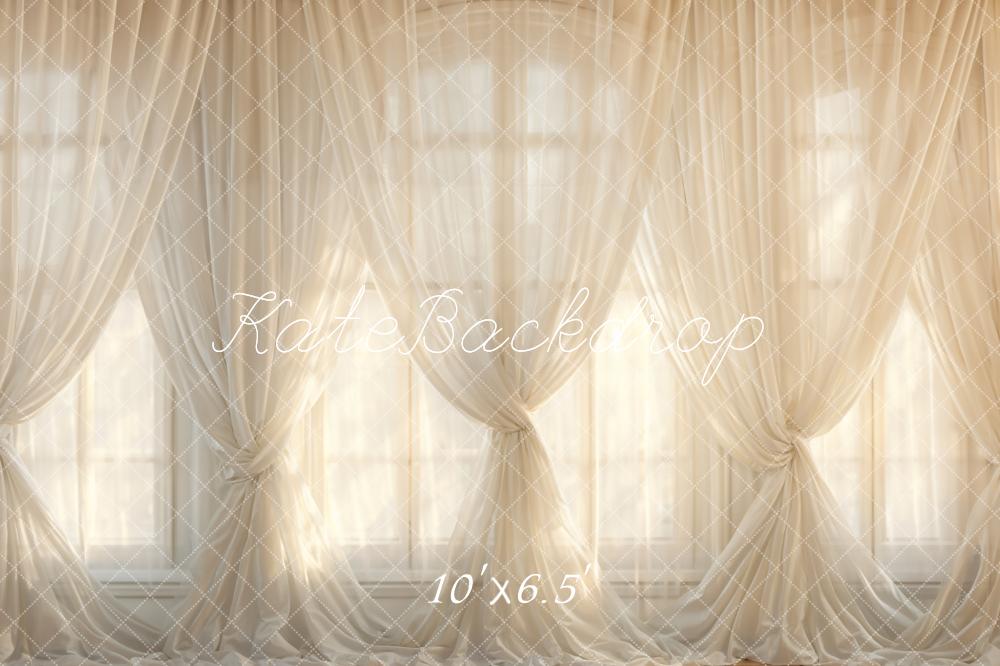 Kate Blanc Rideaux Fenêtre Chambre Toile de fond conçue par Emetselch - Kate Backdrop FR