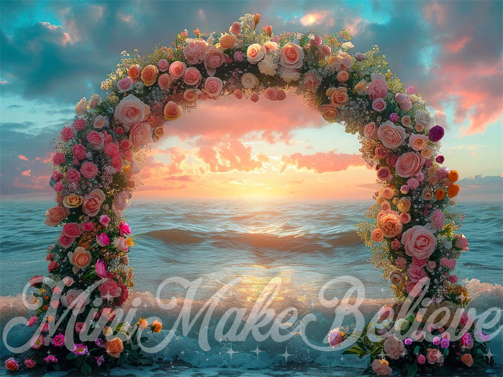 Kate Coucher de Soleil Arche de Fleurs Océan Toile de fond conçue par Mini MakeBelieve - Kate Backdrop FR